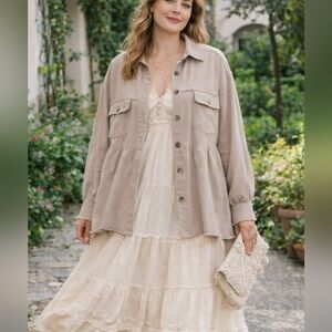 NWT Blue B Collection Women's Beige Shacket Size Large